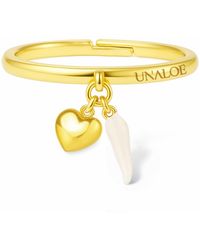 Unaloe - Vermeil Adjustable Enamel Heart & Cornicello Ring – Italian Lucky Charm Jewelry - Lyst