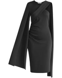 Paisie - Asymmetric Draped Cape Sleeve Dress - Lyst