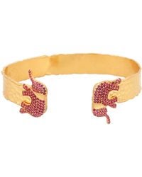 Ebru Jewelry - Guardian Ruby Elephant Cuff Bracelet - Lyst