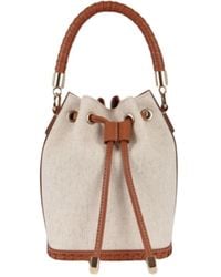 Saonara Brand - Mini Bucket Bag Linen Caramel Leather - Lyst