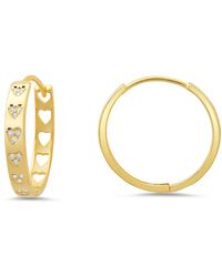Kylie Harper - 25Mm Diamond Cz Heart Statement Hoop Earrings - Lyst
