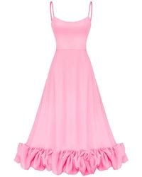 POST MERIDIEM - Flounce Bustier Midi Dress - Lyst