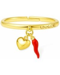 Unaloe - Vermeil Adjustable Heart & Italian Horn Ring – Lucky Charm Protection Jewelry For - Lyst