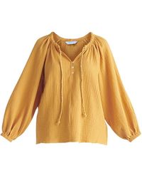 Paisie - Cheesecloth Peasant Blouse In Marigold - Lyst