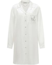 NOT JUST PAJAMA - Diamond Poodles Silk Shirt Dress - Lyst