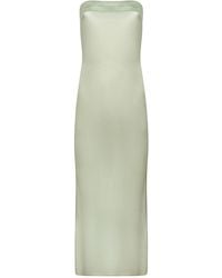 Urban Touch - Neutrals Strapless Folded Bust Satin Maxi Dress _ Sage - Lyst