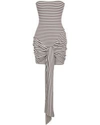 Miss Circle New York - Tommie Ivory & Burgundy Lyocell Jersey Tie Strap Mini Dress - Lyst