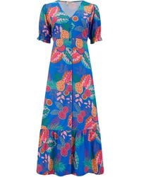 Sugarhill - Maddox Tiered Midi Dress Multi, Tropical Fruits - Lyst
