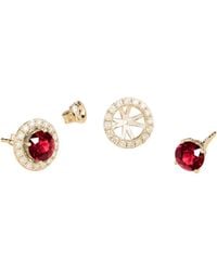 Juvetti - Floret Earrings Set With Ruby & Diamond - Lyst