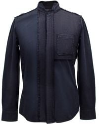 Smart and Joy - Bi-Material Shirt With Tied Stand-Up Collar - Lyst