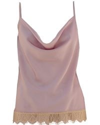 Noblesse Oblige - Cactus Flower Lace Trimmed Cowl Neck Camisole - Lyst
