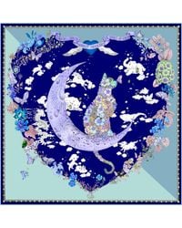 Wenzi - Neutrals Moonlit Menagerie Hand Painted Double Sided Silk Twill Scarf - Lyst