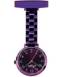 Bermuda Watch Company - Annie Apple Meraki Silver/purple Link Nurse Fob Watch - Lyst