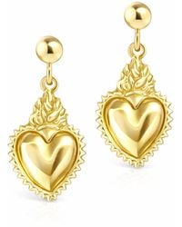 Unaloe - Earrings With-Plated Heart Pendant– Sacred Heart Style, Handmade Jewelry, Elegant Earrings For - Lyst