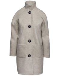 Conquista - Neutrals Mouflon Sand Colour Melange Coat By Fashion - Lyst