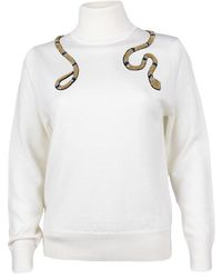 House of Laines London - Neutrals Laines Couture Wrap Snake Embellished Knitted Roll Neck Jumper - Lyst