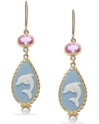 Vintouch Italy - Dolphins Cameo Earrings With Quartz - Lyst
