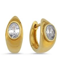 LINYA JEWELLERY - Lina Drop Stone Huggie Earrings - Lyst