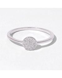 Diamonbliss - Round Shapre Pave Dainty Band Ring, Platinum - Lyst