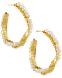 Ottoman Hands - Priya Pearl Twist Hoop Earrings - Lyst