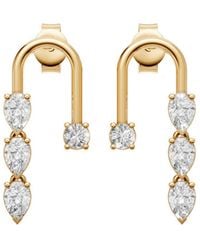 Aya Fine Jewelry - Round & Pear Minimalist Open Hoop Lab Diamond Earrings - Lyst