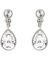 Emma Holland Jewellery - Platinum & Teardrop Crystal Drop Clip On Earrings - Lyst