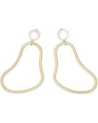 Shabella Nyc - Pearl Hoop Earrings - Lyst