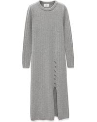 Peraluna - Zaira Minimal Cable Knit Slit Midi Dress - Lyst