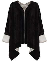 Julia Allert - Loose Velvet Cape Jacket With Zip Front - Lyst