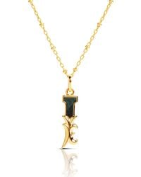 Kasun - Plated I Initial Necklace With Marble - Lyst