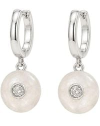 Lily Flo Jewellery - Moonstone Diamond Hoop Earrings - Lyst
