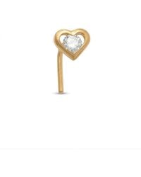 Zahav Jewelry - 14K Solid 24G Heart Cz L-Shape Nose Stud - Lyst