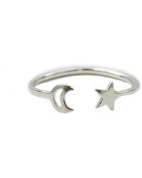 Posh Totty Designs - Sterling Silver Moon & Star Open Ring - Lyst