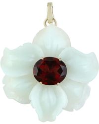 Artisan - 14K Carved Onyx & Garnet Flower Pendant - Lyst