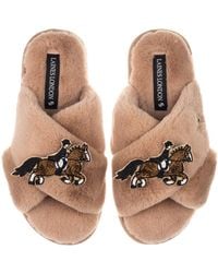 Laines London - Neutrals Classic Laines Slippers With Dressage Horse Brooches - Lyst