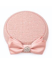 Santinni - 'Amour' Woollen Tweed Pillbox Hat With Silk Bow Rosa - Lyst