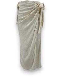 Monzlapur New York - Ivory Satin Wrap Skirt With Crystals - Lyst