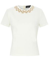 Exquise - Neutrals Regular Stone Embroidered Abril T-Shirt - Lyst