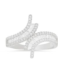 Kylie Harper - Sterling Diamond Cz Bypass Statement Ring - Lyst
