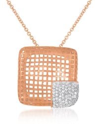 Genevive Jewelry - Rose Sterling Rose Overlay Clear Cubic Zirconia Net Necklace - Lyst