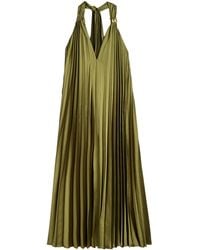 Nocturne - Neutrals Pleated Halter Maxi Dress - Lyst