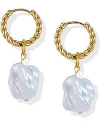 Lait & Lune - Ilana Hoop Pearl Earrings - Lyst