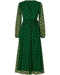 Yumi' - Spot Mesh Wrap Midi Skater Dress - Lyst