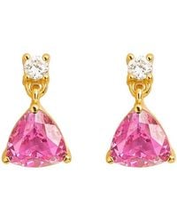 Juvetti - Trillion Sapphire & Diamond Drop Earrings - Lyst