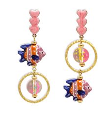 Midnight Foxes Studio - Pink, Blue & Orange Fish Earrings - Lyst