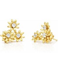 Unaloe - Vermeil Flower Earrings With Zirconia – Floral Stud Earrings, Italian Artisan Jewelry For - Lyst