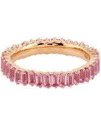 Artisan - 18k Yellow Gold Baguette Pink Sapphire Band Ring Gemstone Jewelry - Lyst