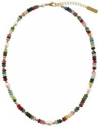Angel Barocco - Multi-Coloured Natural Stone Pearl Necklace - Lyst