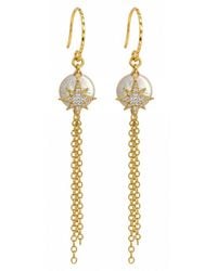 Rachel Nathan - Round Hook: Pearl Coin & North Star Tassel Earrings - Lyst