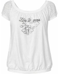 Conquista - Embroidered Scoop-Neck Short-Sleeve Top - Lyst
